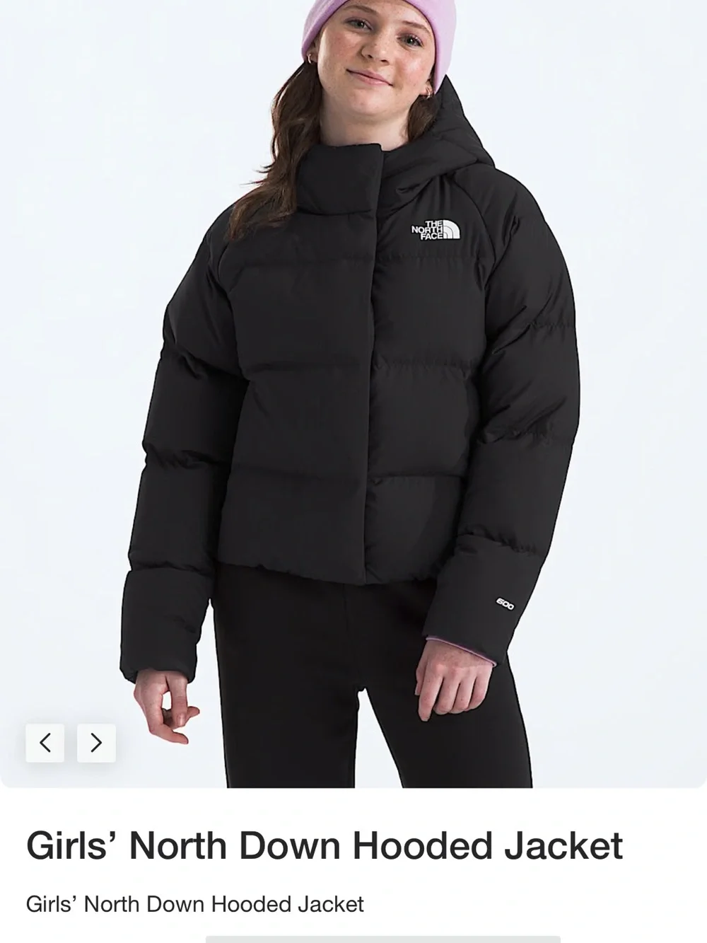 The North Face Kids Black Hooded Puffer Coat